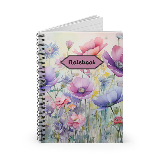 Flower Spiral Notebook - Ruled Line